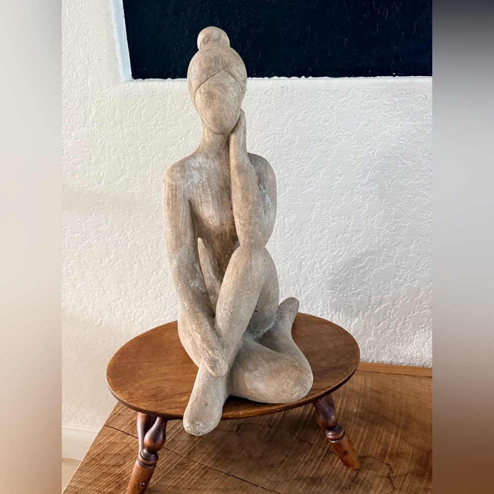 German Resin Woman Yoga Figure Sculpture